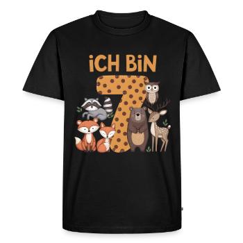 7e anniversaire 7 ans Animaux de la forêt Animaux de la forêt - T-shirt Premium bio Homme - noir - Devant - Nico (187cm)