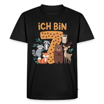 7e anniversaire 7 ans Animaux de la forêt Animaux de la forêt - T-shirt Premium bio Homme - noir - Devant - Nico (187cm)
