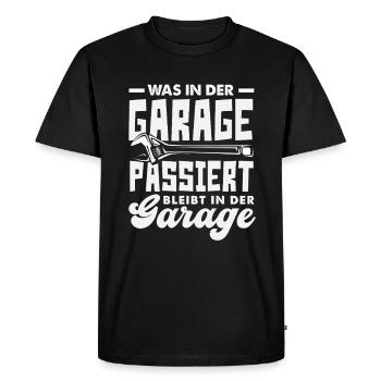 What happens in the garage stays in the garage - Men's Premium Organic T-Shirt - black - Front - Nico (187cm)