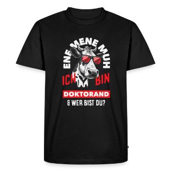 Je suis doctorant et qui êtes-vous ? - T-shirt Premium bio Homme - noir - Devant - Nico (187cm)