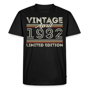 Avril 1982, Né en avril 1982 - 43ème anniversaire - T-shirt Premium bio Homme - noir - Devant - Nico (187cm)