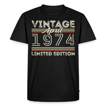Avril 1974, Né en avril 1974 - 51e anniversaire - T-shirt Premium bio Homme - noir - Devant - Nico (187cm)