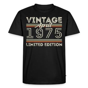 Avril 1975, Né en avril 1975 - 50e anniversaire - T-shirt Premium bio Homme - noir - Devant - Nico (187cm)