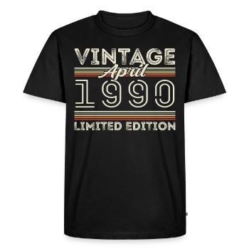 Avril 1990, Né en avril 1990 - 35e anniversaire - T-shirt Premium bio Homme - noir - Devant - Nico (187cm)