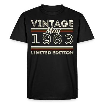 May 1963 Birthday 1963, Legendary since May 1963 - Men's Premium Organic T-Shirt - black - Front - Nico (187cm)