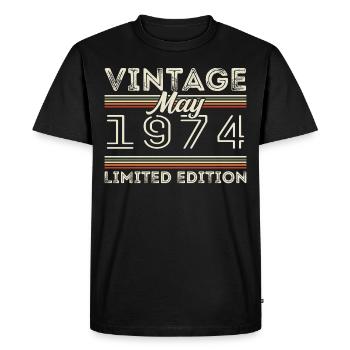 Mai 1974 Anniversaire 1974, Légendaire depuis mai 1974 - T-shirt Premium bio Homme - noir - Devant - Nico (187cm)