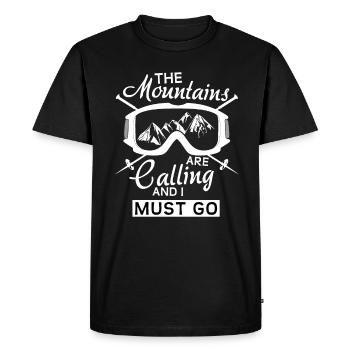 Mountains calling - skifahrer - Montagnes - T-shirt Premium bio Homme - noir - Devant - Nico (187cm)