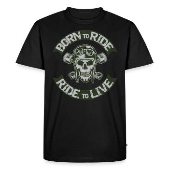 Né pour monter à cheval pour vivre - T-shirt Premium bio Homme - noir - Devant - Nico (187cm)