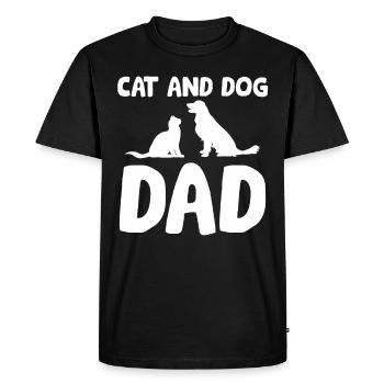 Chat et chien Papa Chats Chiens Animaux de compagnie Chat et - T-shirt Premium bio Homme - noir - Devant - Nico (187cm)