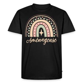 Cadeau Aménageuse. Boho Rainbow aménageuse. - T-shirt Premium bio Homme - noir - Devant - Nico (187cm)