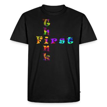 Pensez d’abord - T-shirt Premium bio Homme - noir - Devant - Nico (187cm)