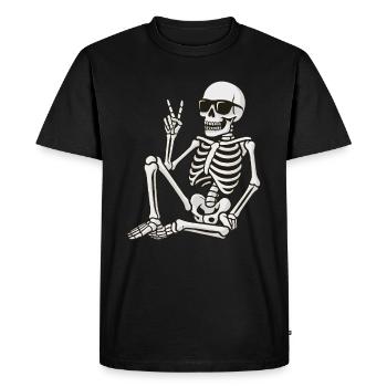 Cool Skeleton Peace Halloween Design - Men's Premium Organic T-Shirt - black - Front - Nico (187cm)