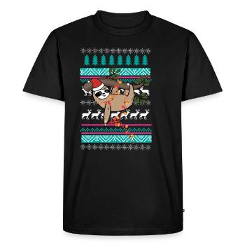 sloth sweater christmas gift - Men's Premium Organic T-Shirt - black - Front - Nico (187cm)