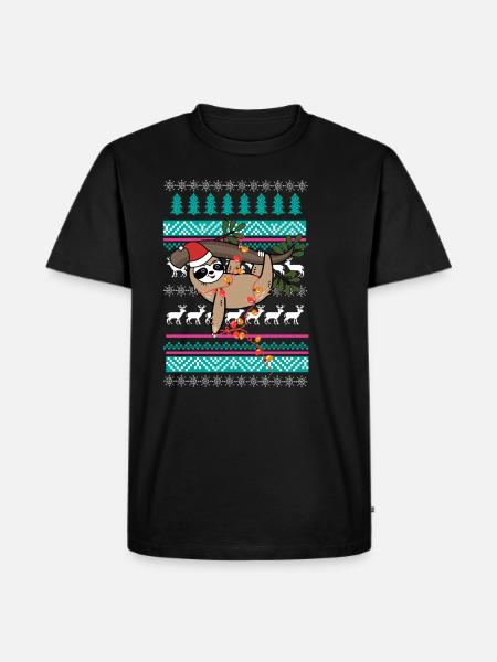 faultier pullover weihnachten geschenk - Männer Premium Bio T-Shirt - Schwarz