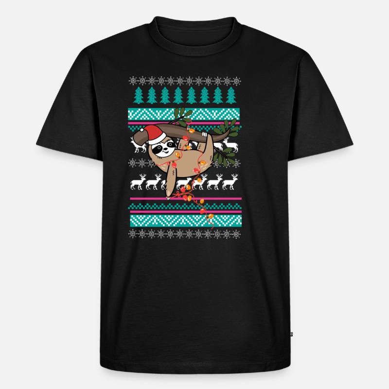 faultier pullover weihnachten geschenk - Männer Premium Bio T-Shirt - Schwarz