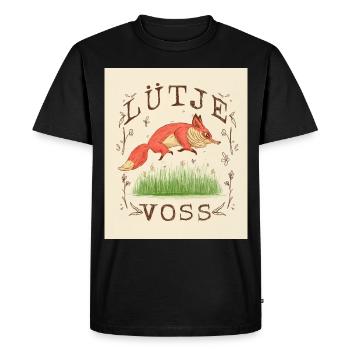 Lütje Voss Petit renard bas-allemand - T-shirt Premium bio Homme - noir - Devant - Nico (187cm)