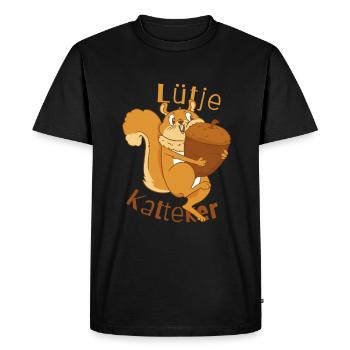 Lütje Katteker Écureuil bas-allemand - T-shirt Premium bio Homme - noir - Devant - Nico (187cm)