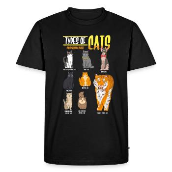 Types de chats Humour Tiger Felines - T-shirt Premium bio Homme - noir - Devant - Nico (187cm)