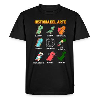 Histoire de l’art avec les dinosaures - T-shirt Premium bio Homme - noir - Devant - Nico (187cm)