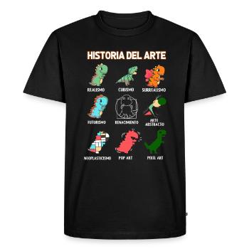Histoire de l’art Dinosaures Espagnol - T-shirt Premium bio Homme - noir - Devant - Nico (187cm)
