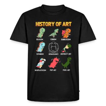 Histoire de l’art avec les dinosaures Anglais - T-shirt Premium bio Homme - noir - Devant - Nico (187cm)