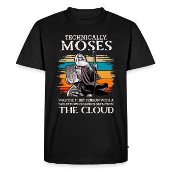 Moises First upload data tablette anglaise - T-shirt Premium bio Homme - noir - Devant - Nico (187cm)