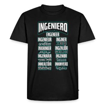 Carrière d’ingénieur linguistique - T-shirt Premium bio Homme - noir - Devant - Nico (187cm)