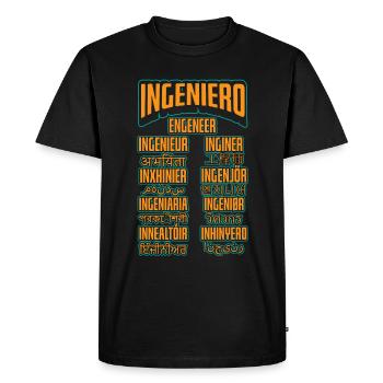 Carrière d’ingénieur linguistique - T-shirt Premium bio Homme - noir - Devant - Nico (187cm)