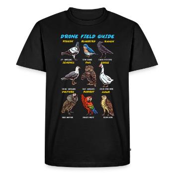 Guide des oiseaux Drones Canards Perroquets Hiboux - T-shirt Premium bio Homme - noir - Devant - Nico (187cm)