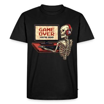 Jeu de joueur squelette sur arcade de jeu - T-shirt Premium bio Homme - noir - Devant - Nico (187cm)