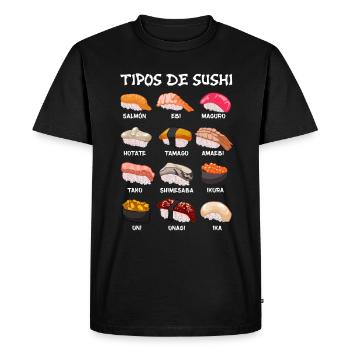 Types de Sushi Food Japon Manga Anime - T-shirt Premium bio Homme - noir - Devant - Nico (187cm)