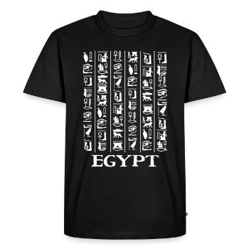 Hiéroglyphes Pyramides Egypte ancienne - T-shirt Premium bio Homme - noir - Devant - Nico (187cm)