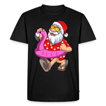 Père Noël en pyjama Lunettes de soleil Flamenco Float - T-shirt Premium bio Homme - noir - Devant - Nico (187cm)