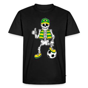 Skeleton Brésil Football Amateur - T-shirt Premium bio Homme - noir - Devant - Nico (187cm)