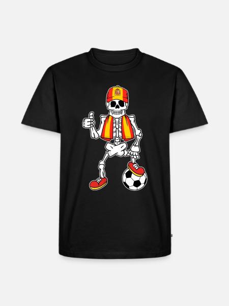 Skeleton Fußballfan Spanien - Männer Premium Bio T-Shirt - Schwarz