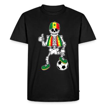 Senegalese football fan skeleton - Men's Premium Organic T-Shirt - black - Front - Nico (187cm)