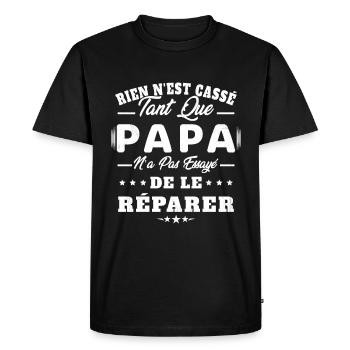 Papa Essayé De Le Réparer Cadeau Papa Bricoleur - T-shirt Premium bio Homme - noir - Devant - Nico (187cm)