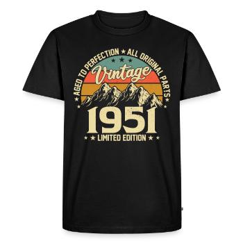 Aged to Perfection 1951 73rd Birthday Vintage - Men's Premium Organic T-Shirt - black - Front - Nico (187cm)