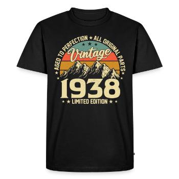 Aged to Perfection 1938 86th Birthday Vintage - Men's Premium Organic T-Shirt - black - Front - Nico (187cm)
