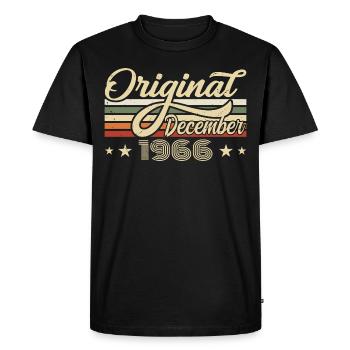 Décembre 1966 - Cadeau d’anniversaire Décembre 1966 - T-shirt Premium bio Homme - noir - Devant - Nico (187cm)