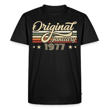 Anniversaire Janvier 1977 Janvier Né en janvier - T-shirt Premium bio Homme - noir - Devant - Nico (187cm)