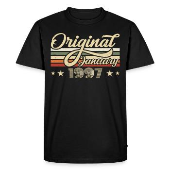 Date de naissance Janvier 1997 Janvier Né en janvier - T-shirt Premium bio Homme - noir - Devant - Nico (187cm)