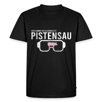 Pistensau Skier Fun Shirt - T-shirt Premium bio Homme - noir - Devant - Nico (187cm)