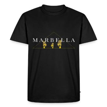 Marbella - Men's Premium Organic T-Shirt - black - Front - Nico (187cm)