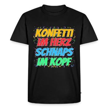 Des confettis dans le cœur, du schnaps dans la tête – le dicton de la fête - T-shirt Premium bio Homme - noir - Devant - Nico (187cm)