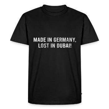 Made in Germany, Lost in Dubai! - Men's Premium Organic T-Shirt - black - Front - Nico (187cm)