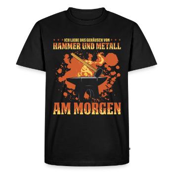 Ich Liebe Das Geräusch Von Hammer Und Metall - Männer Premium Bio T-Shirt - Schwarz - Vorne - Nico (187cm)