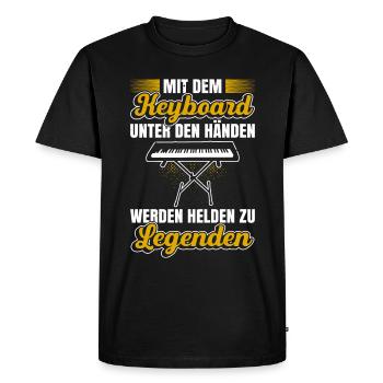Mit Dem Keyboard Unter Den Händen Werden Helden Zu - Männer Premium Bio T-Shirt - Schwarz - Vorne - Nico (187cm)