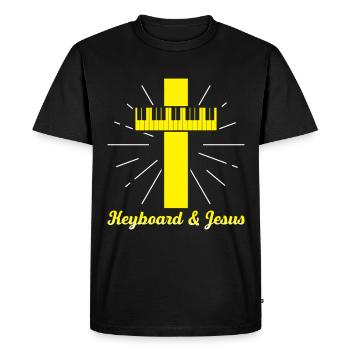Keyboard & Jesus Gift - Men's Premium Organic T-Shirt - black - Front - Nico (187cm)