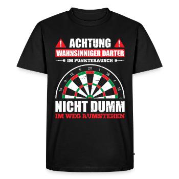 Achtung Wahnsinniger Darter Im Punkterausch Nicht - Männer Premium Bio T-Shirt - Schwarz - Vorne - Nico (187cm)